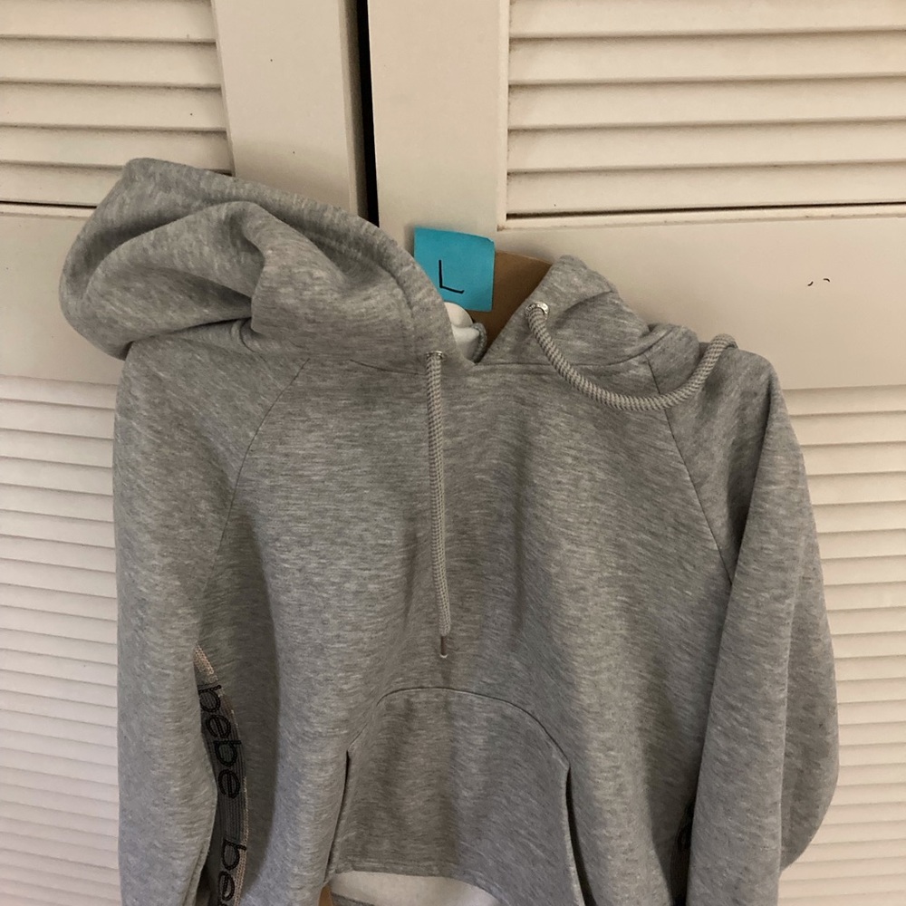 Bebe Gray Sweater with Hood and Relaxed Fit